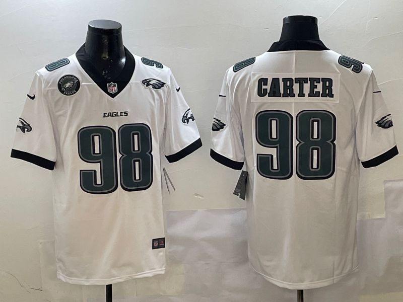 Men Philadelphia Eagles #98 Carter White Second generation Nike 2025 Limited NFL Jersey style 6